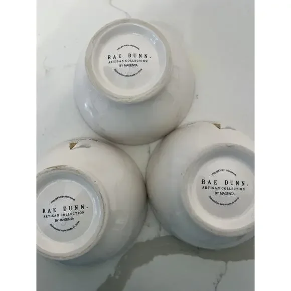 Rae Dunn Magenta "Mint Chocolate Chip" 5.5 " Ceramic Ice Cream Bowls-Set of 3 - Picture 5 of 5